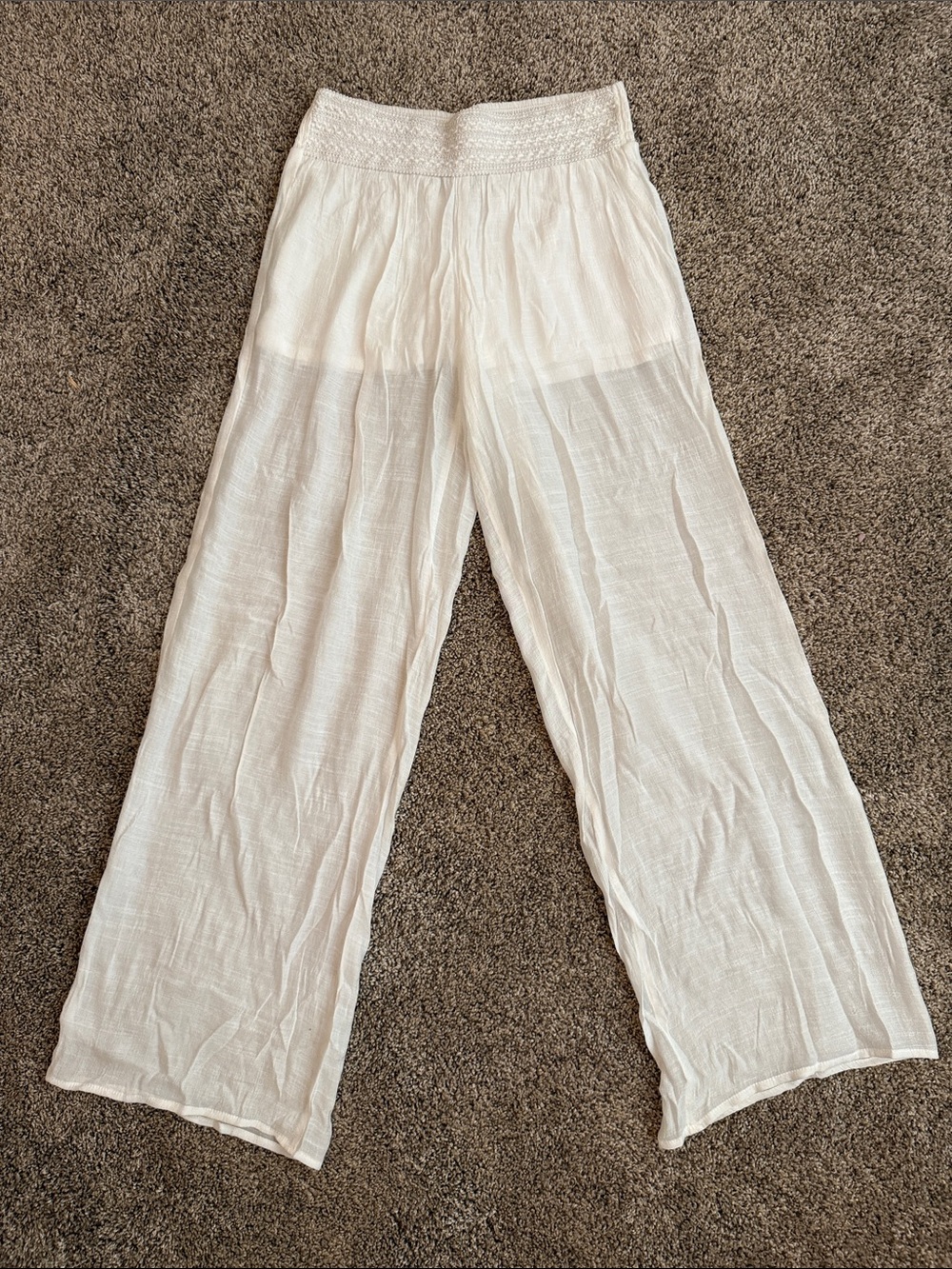 BCX White Wide Leg Smocked Waist Pants